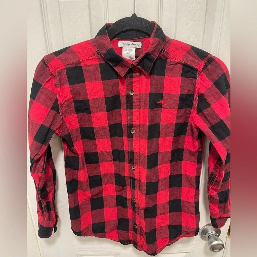 Tommy Bahama Red and Black Checkered Shirt